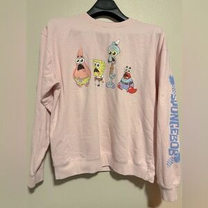 SpongeBob pink sweater w/ eyeball popping characters- size l